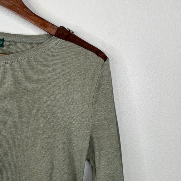 Lauren Jeans Company Long Sleeve Olive Green Shirt L Shoulder Zipper Y2K - Picture 3 of 11